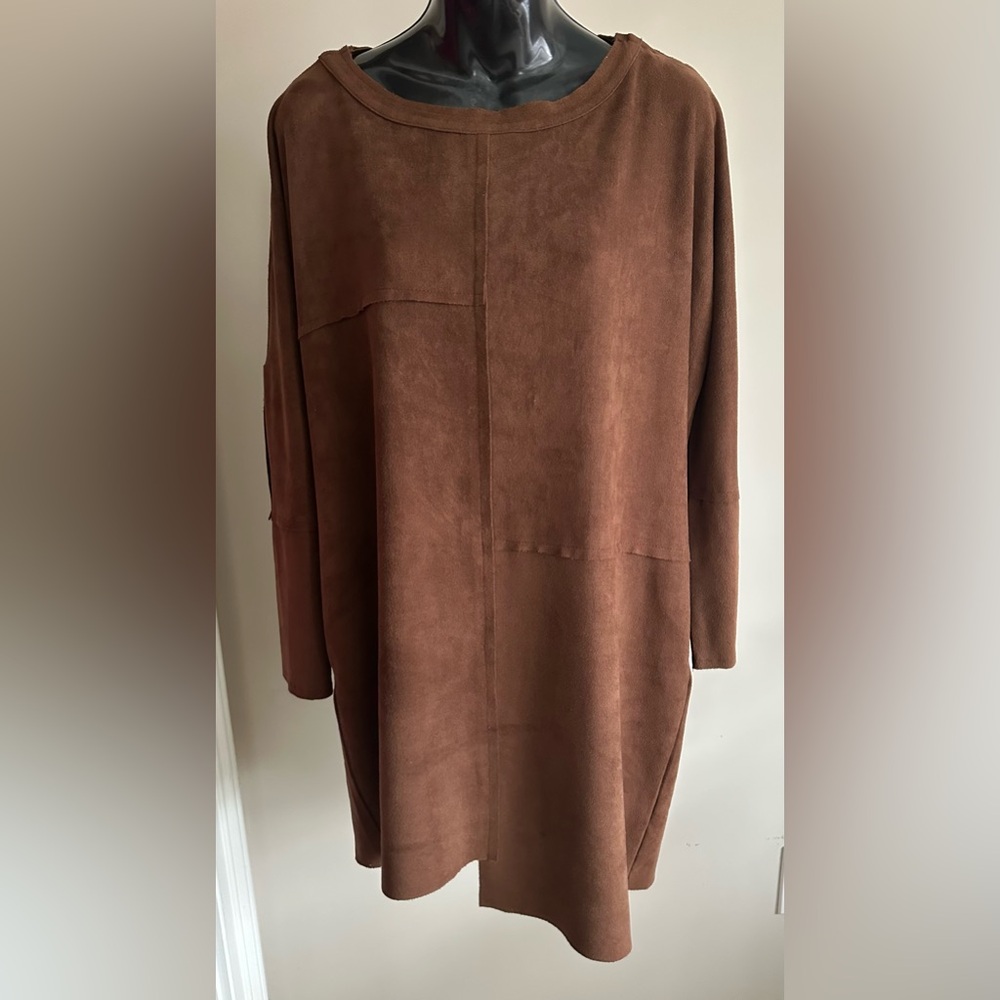 MAAC London Women’s Size 8 Faux Suede Brown Short Dress EUC